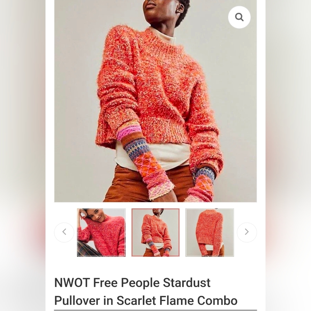 Free People Stardust Pullover Scarlet Rose xs Nwt - Picture 5 of 5
